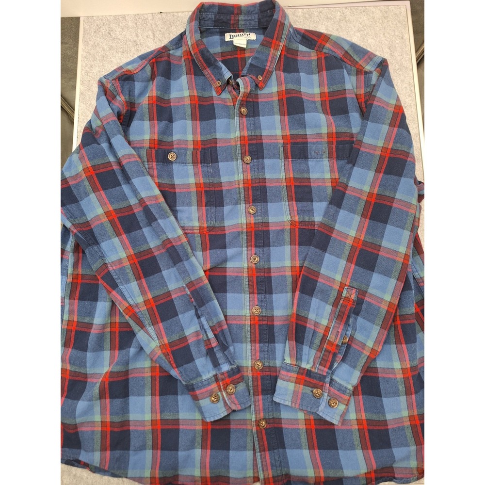 Duluth Trading Co. Flannel Camp Shirt Plaid Slim Fit Mens Sz 2XLT 2XL TALL
